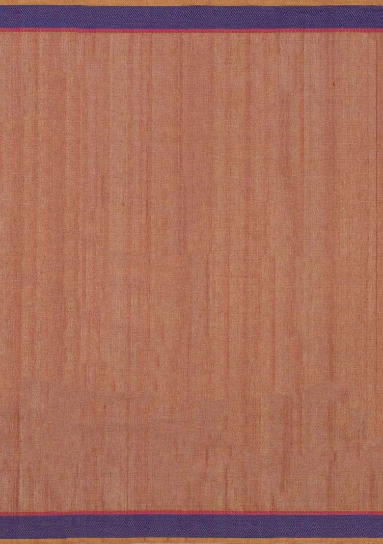 Rust Handloom Kanchi Cotton Saree With Buttas With Buttas And Brocade Design For Women - Indya