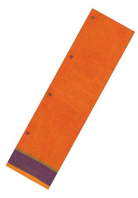 Orange Handloom Kanchi Cotton Saree With Buttas With Buttas And Brocade Design For Women