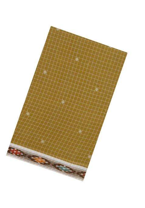 Beige Woven Orissa Cotton Saree With Checks Buttas With Buttas And Brocade Design For Women
