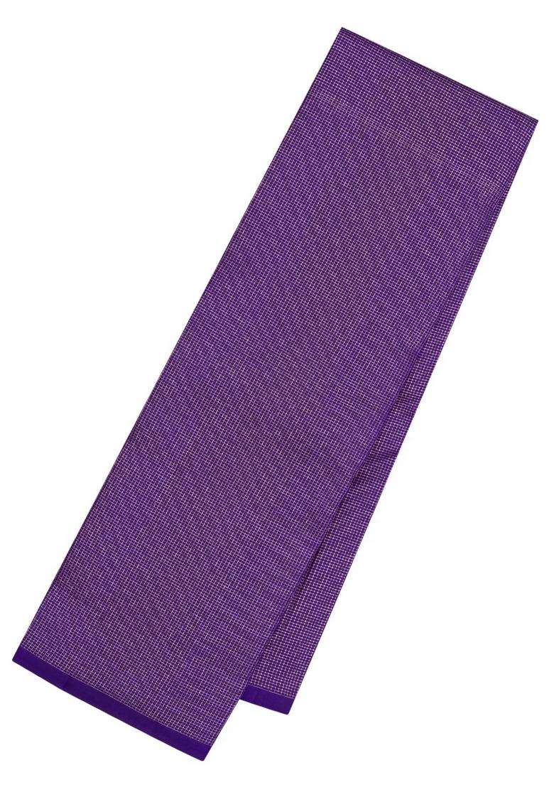 Violet Handloom Soft Silk Saree With Zari Checks With Checks And Stripes Design For Women - Indya