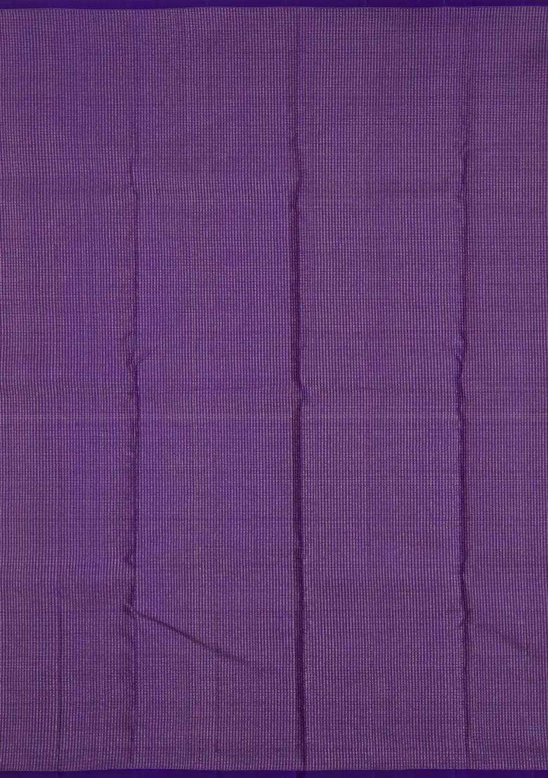 Violet Handloom Soft Silk Saree With Zari Checks With Checks And Stripes Design For Women - Indya