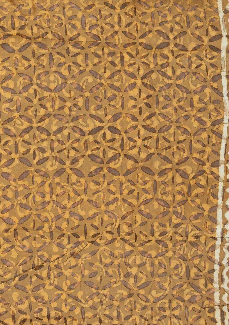 Sandal Handloom Chanderi Cotton Saree With Printed Motifs For Women - Indya