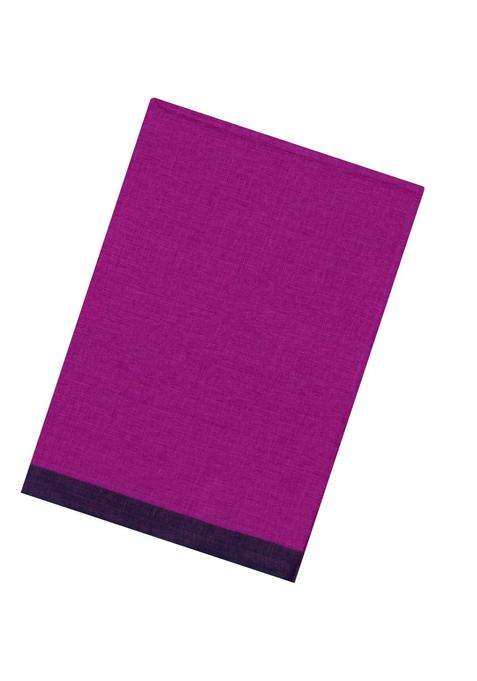 Hot Pink Woven Linen Saree With Contrast Border With Traditional Woven Design For Women