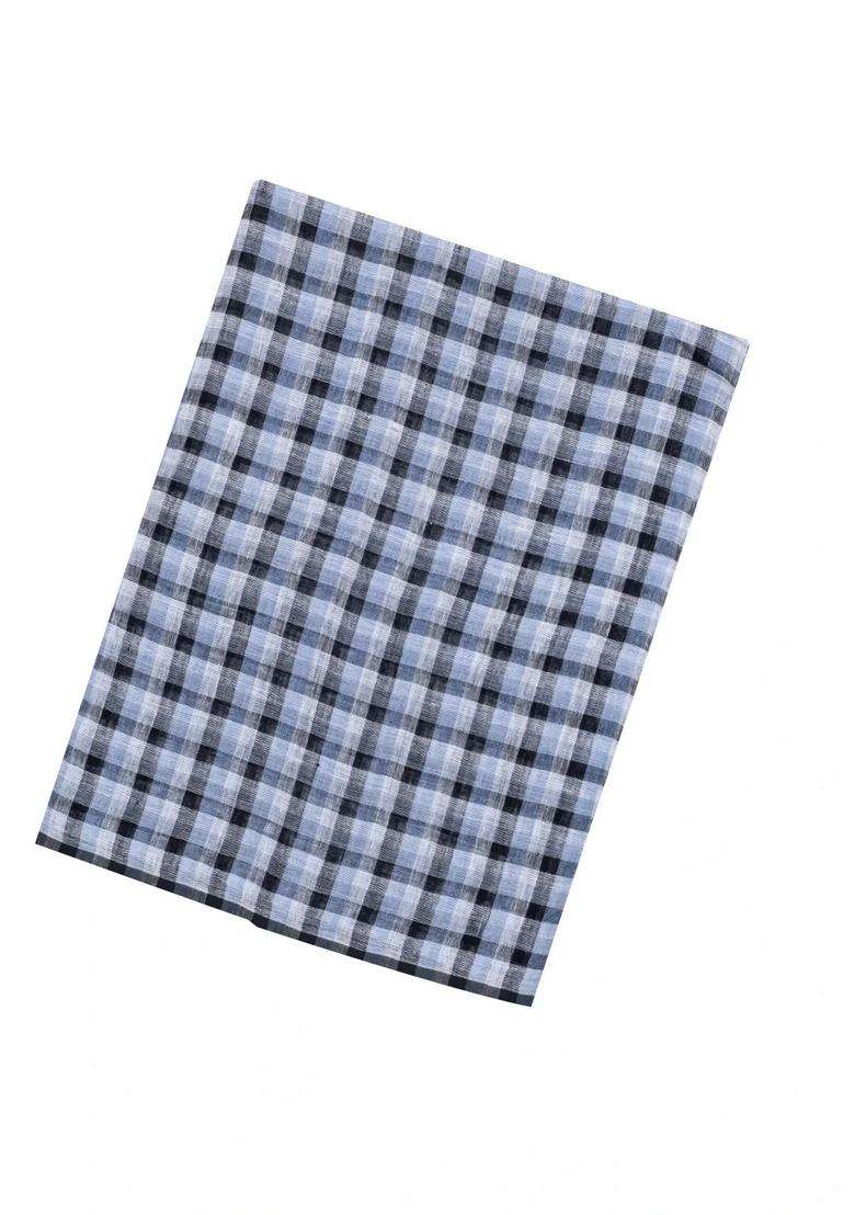 Grey Woven Linen Saree With Checks With Checks And Stripes Design For Women - Indya