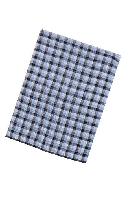 Grey Woven Linen Saree With Checks With Checks And Stripes Design For Women