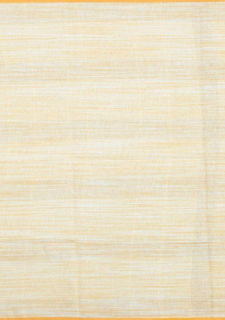 Sandal Woven Linen Saree With Checks With Checks And Stripes Design For Women - Indya