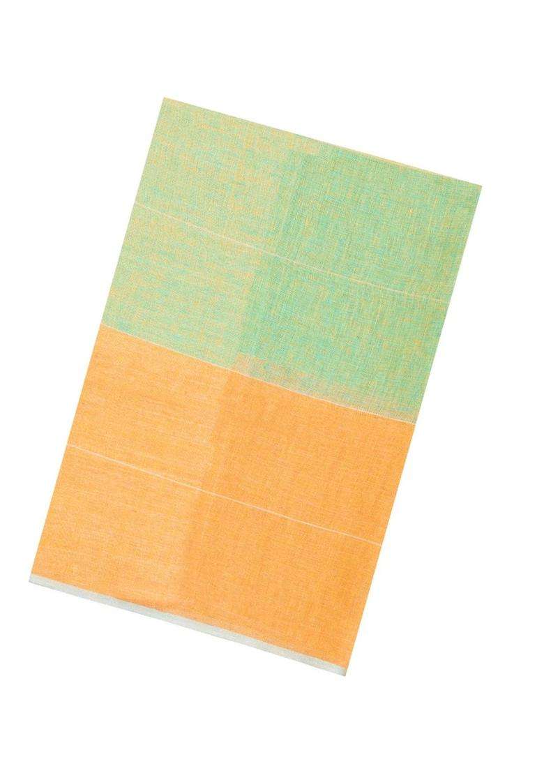 Multi Color Woven Linen Saree With Stripes With Checks And Stripes Design For Women - Indya
