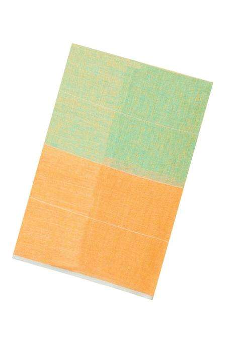 Multi Color Woven Linen Saree With Stripes With Checks And Stripes Design For Women