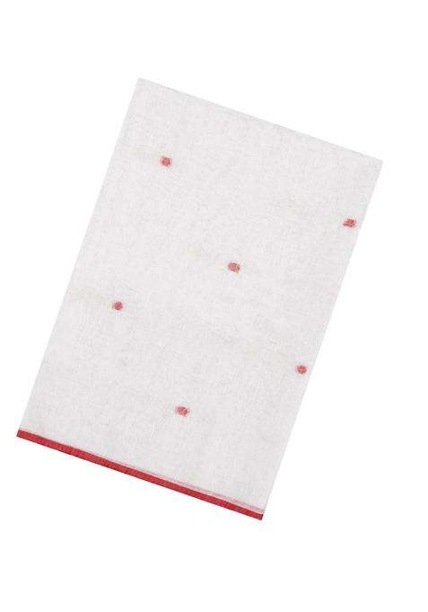 White Woven Linen Saree With Buttas With Buttas And Brocade Design For Women