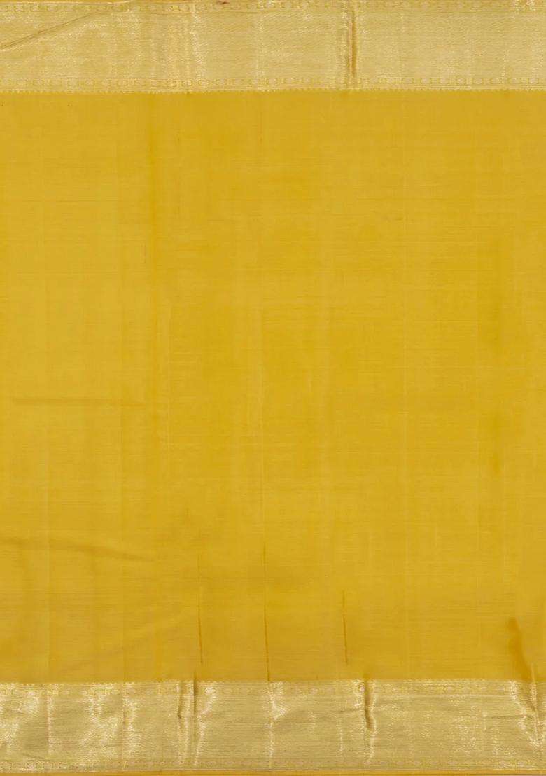 Sandal Handloom Kanchipuram Silk Saree With Floral Motifs With Buttas And Brocade Design For Women - Indya