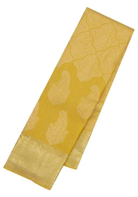 Sandal Handloom Kanchipuram Silk Saree With Floral Motifs With Buttas And Brocade Design For Women