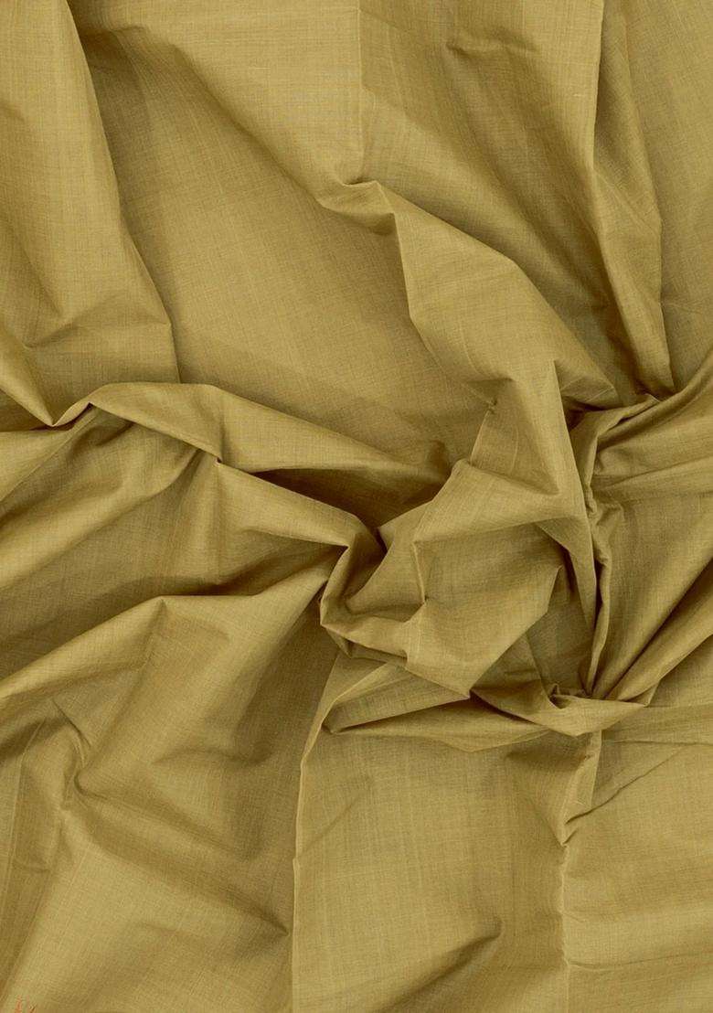 Cardamom Green Handloom Kanchi Cotton Saree With Contrast Silk Border With Traditional Woven Design For Women - Indya