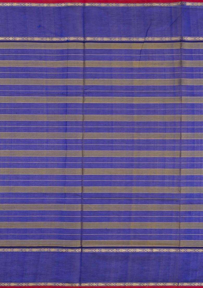 Purple Handloom Silk Cotton Saree With Zari Checks With Checks And Stripes Design For Women - Indya