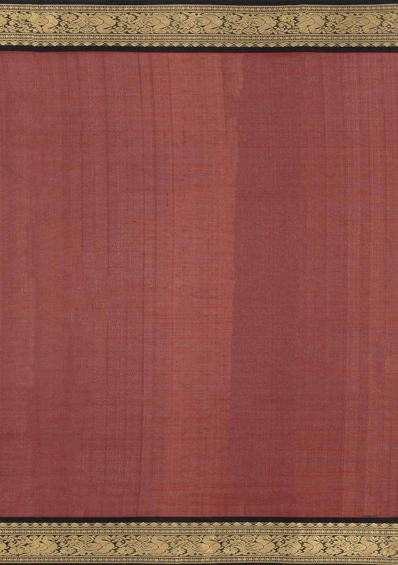 Maroon Handloom Silk Cotton Saree With Checks With Checks And Stripes Design For Women - Indya