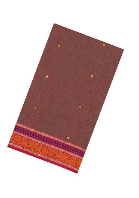 Dusty Peach Handloom Silk Cotton Saree With Buttas With Buttas And Brocade Design For Women