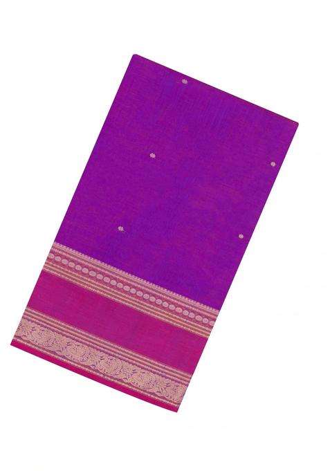 Purple Handloom Silk Cotton Saree With Buttas With Buttas And Brocade Design For Women