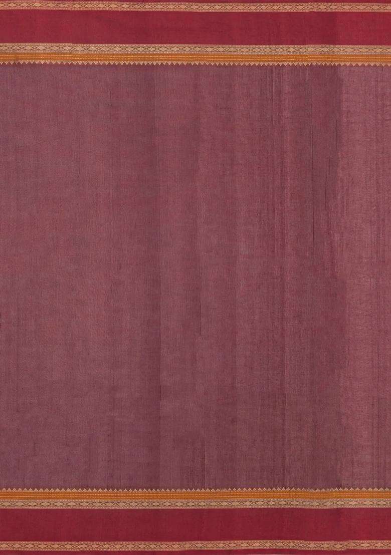 Maroon Handloom Kanchi Cotton Saree With Annam Buttas With Buttas And Brocade Design For Women - Indya