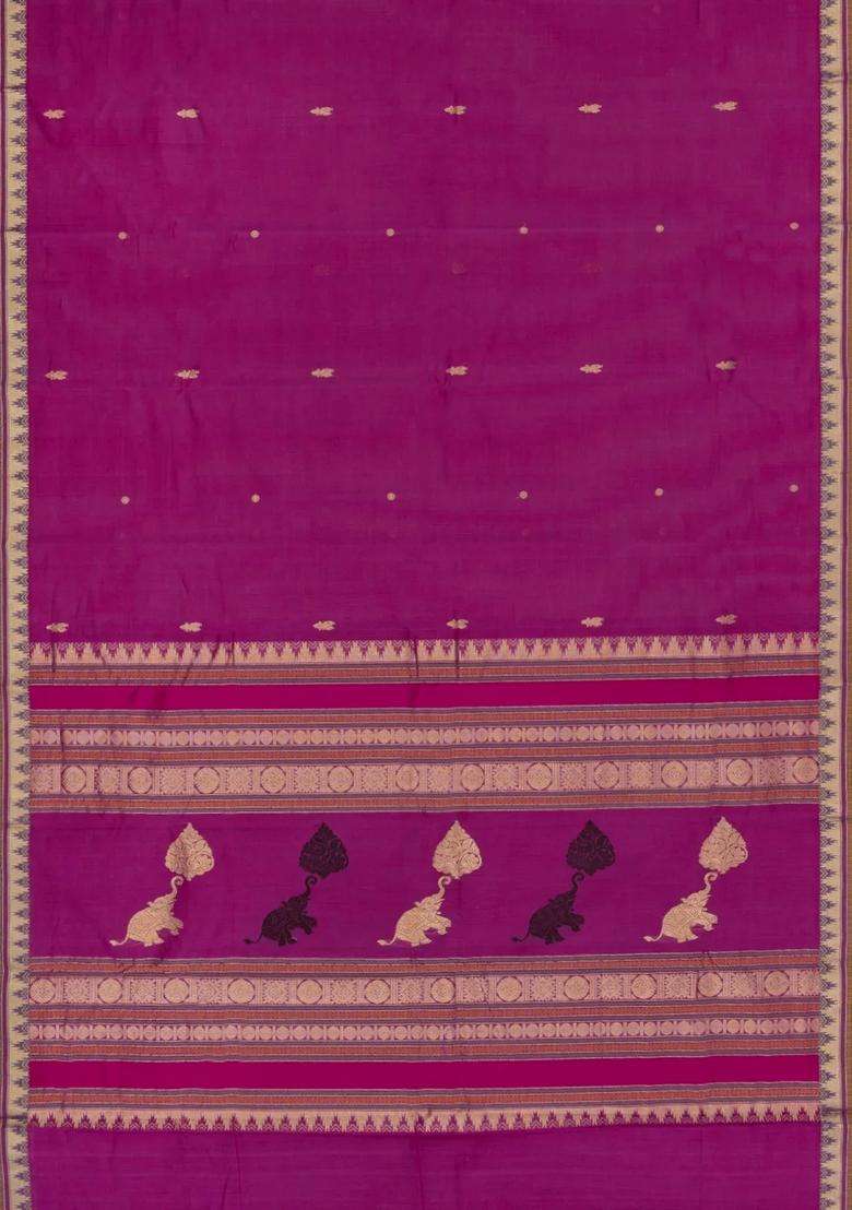 Pink Handloom Kanchi Cotton Saree With Annam Buttas With Buttas And Brocade Design For Women - Indya