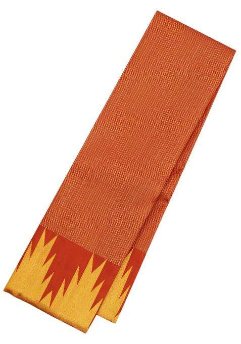 Rust Handloom Kanchipuram Silk Saree With Checks Temple Border With Korvai And Temple Border Design For Women