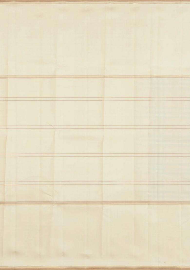 Mustard Handloom Korvai Kanchipuram Silk Saree With Silk Checks With Korvai And Temple Border Design For Women - Indya