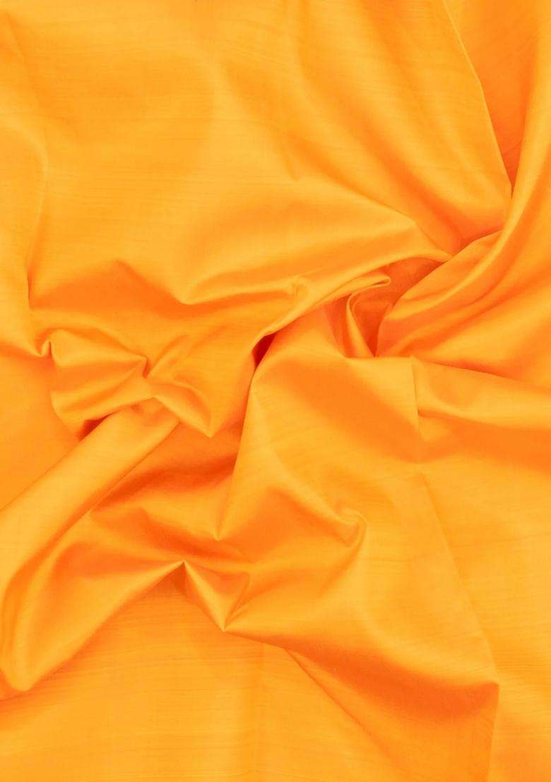 Yellow Handloom Korvai Kanchipuram Silk Saree With Maroon Border With Korvai And Temple Border Design For Women - Indya