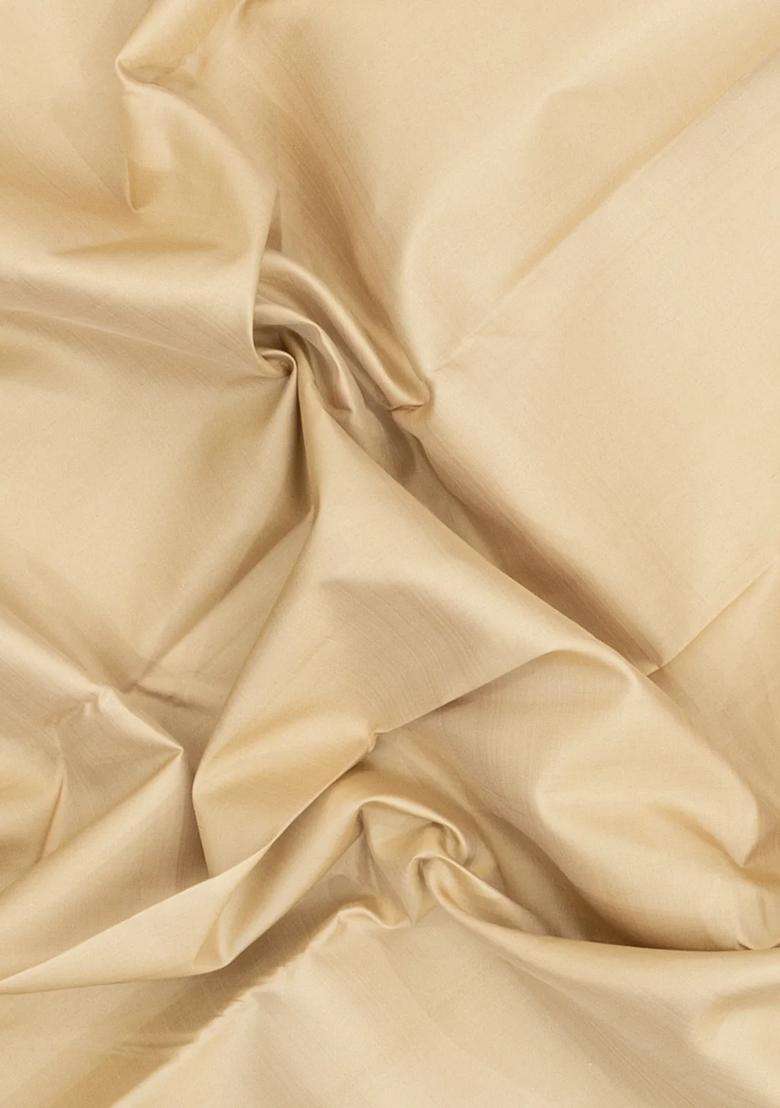 Taupe Handloom Korvai Kanchipuram Silk Saree With Black Border With Korvai And Temple Border Design For Women - Indya