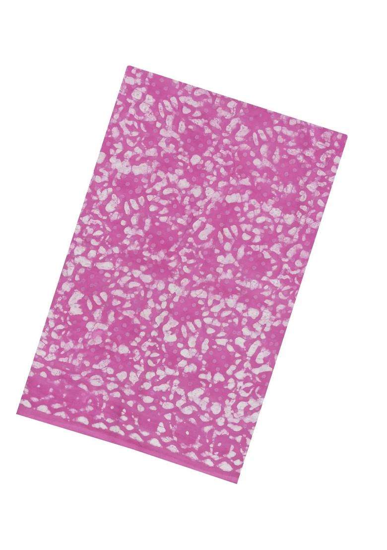 Bubblegum Pink Printed Jaipur Cotton Saree With Floral Motifs For Women - Indya
