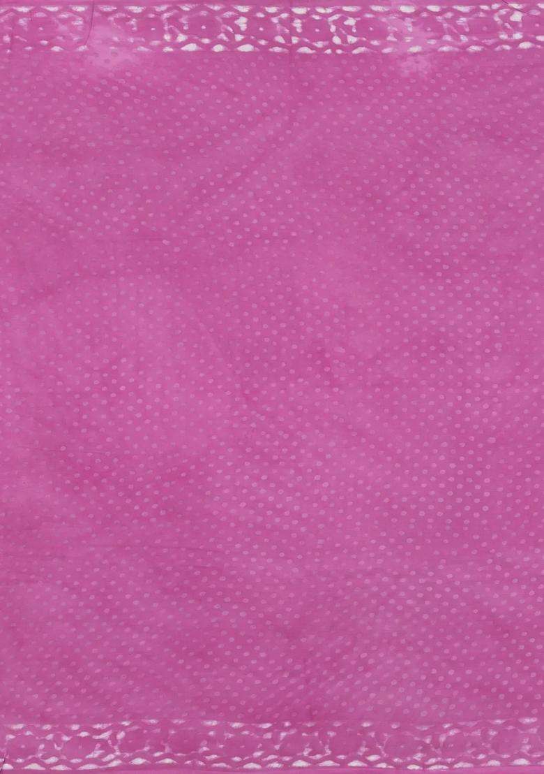 Bubblegum Pink Printed Jaipur Cotton Saree With Floral Motifs For Women - Indya