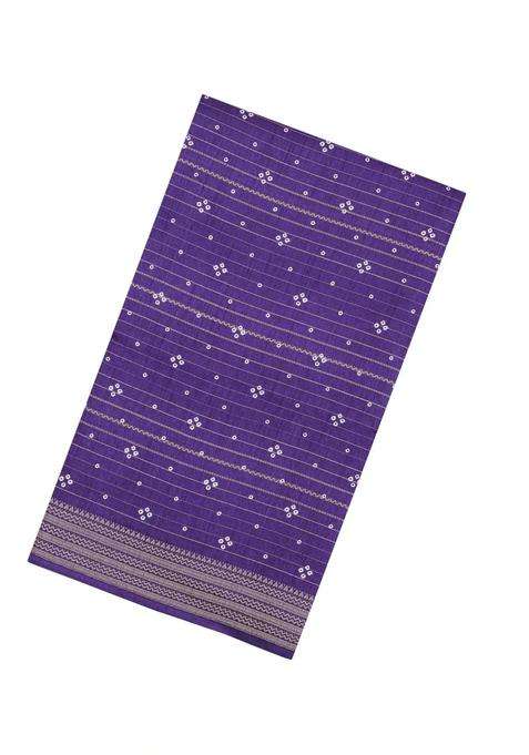 Purple Printed Synthetic Dola Silk Saree With Zari Stripes For Women