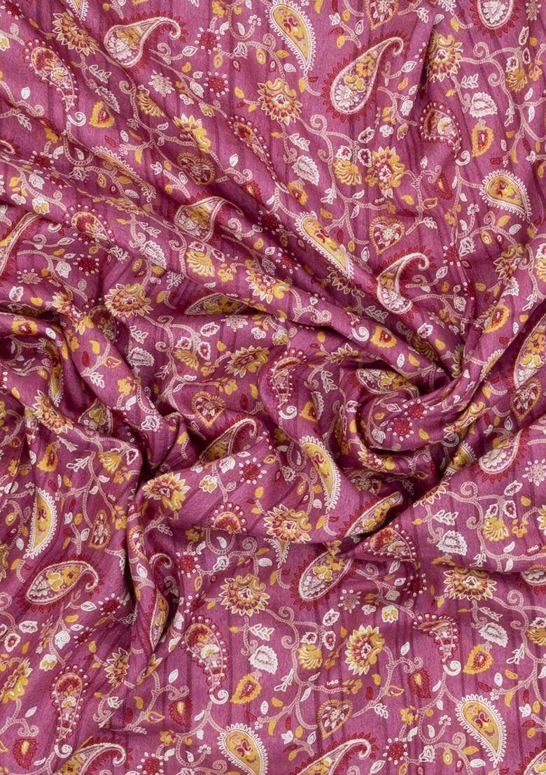 Dusty Pink Printed Synthetic Dola Silk Saree With Zari Border For Women - Indya
