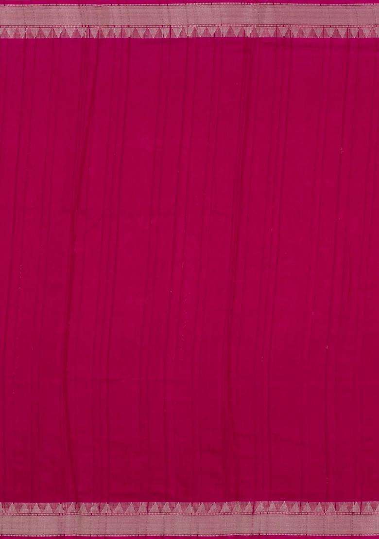 Pink Printed Synthetic Dola Silk Saree With Floral Motifs For Women - Indya