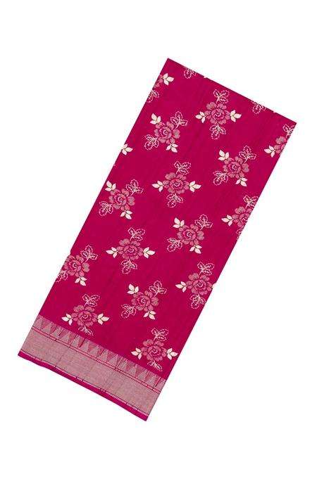 Pink Printed Synthetic Dola Silk Saree With Floral Motifs For Women