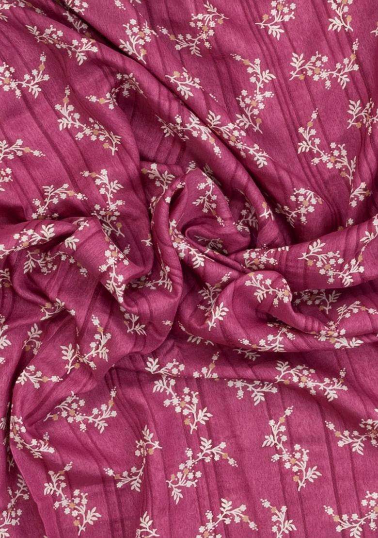 Dusty Pink Printed Art Dola Silk Saree With Zari Border For Women - Indya