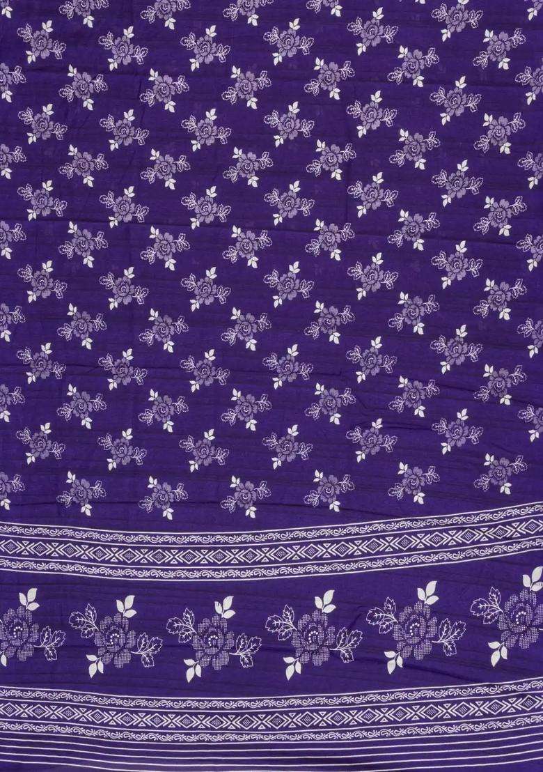 Violet Printed Art Dola Silk Saree With Floral Motifs For Women - Indya