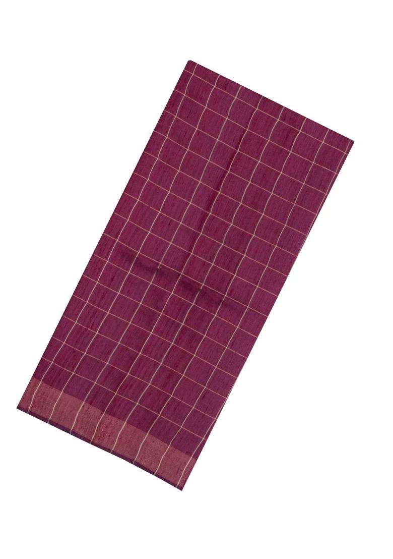 Chestnut Pink Chesnutt Pink Handloom Dupion Silk Saree With Checks Printed Pallu For Women - Indya