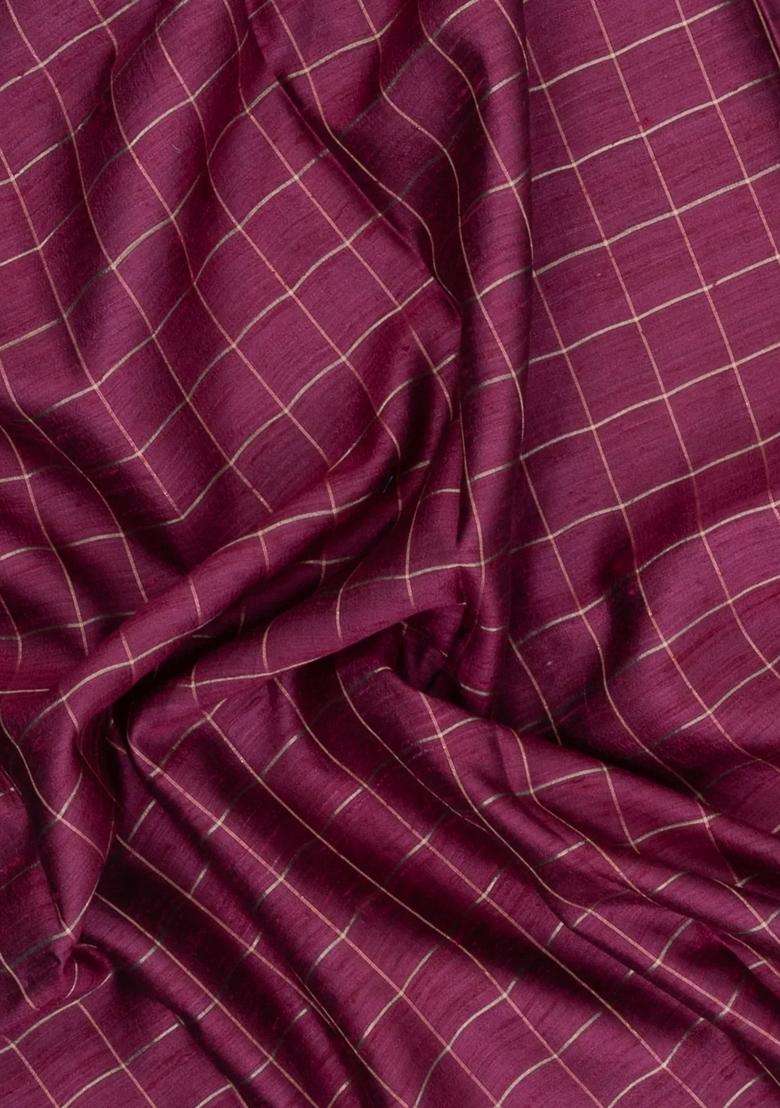 Chestnut Pink Chesnutt Pink Handloom Dupion Silk Saree With Checks Printed Pallu For Women - Indya