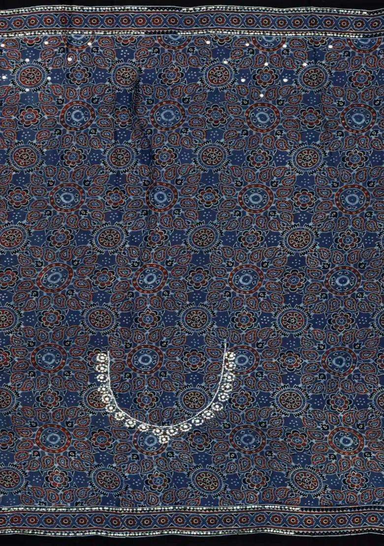 Black Printed Modal Silk Saree With Embroidered Motifs For Women - Indya