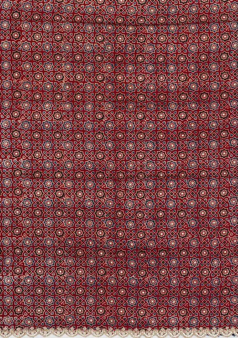 Crimson Printed Modal Silk Saree With Embroidered Motifs For Women - Indya