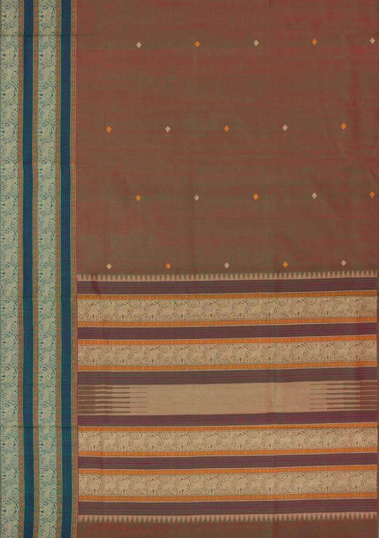 Crimson Handloom Silk Cotton Saree With Diamond Buttas With Buttas And Brocade Design For Women - Indya