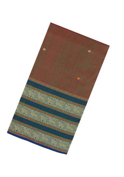 Crimson Handloom Silk Cotton Saree With Diamond Buttas With Buttas And Brocade Design For Women