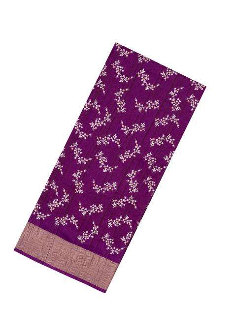 Burgundy Printed Art Dola Silk Saree With Zari Border For Women