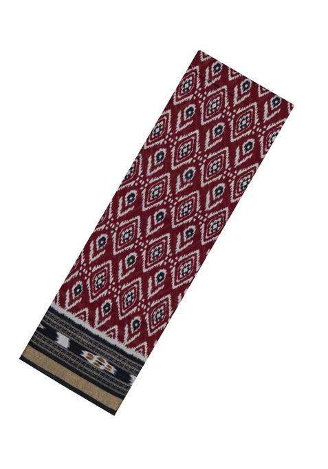 Burgundy Burugndy Printed Blended Chanderi Cotton Saree With Zari Border For Women