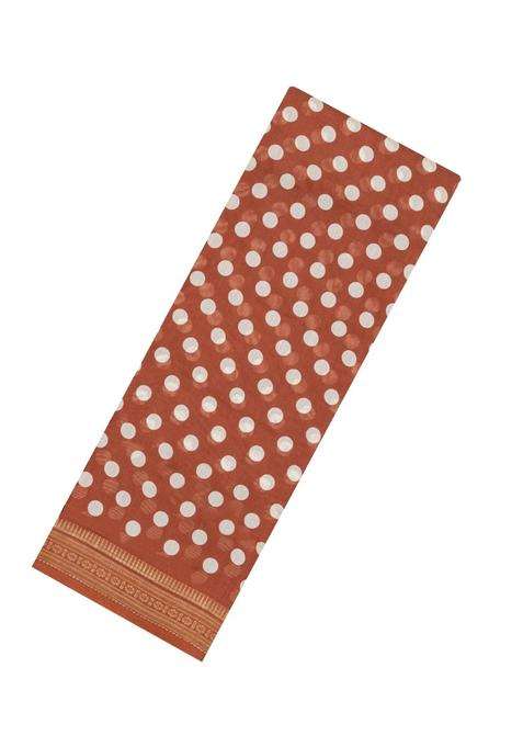 Rust Printed Blended Viscose Art Silk Saree With Kalamkari Pallu For Women