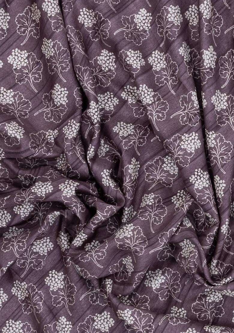 Lilac Printed Art Dola Silk Saree With Zari Border For Women - Indya