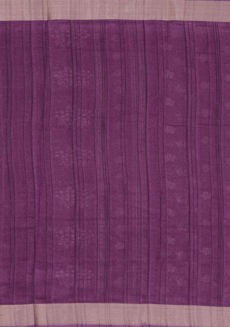 Burgundy Printed Art Dola Silk Saree With Zari Border For Women - Indya