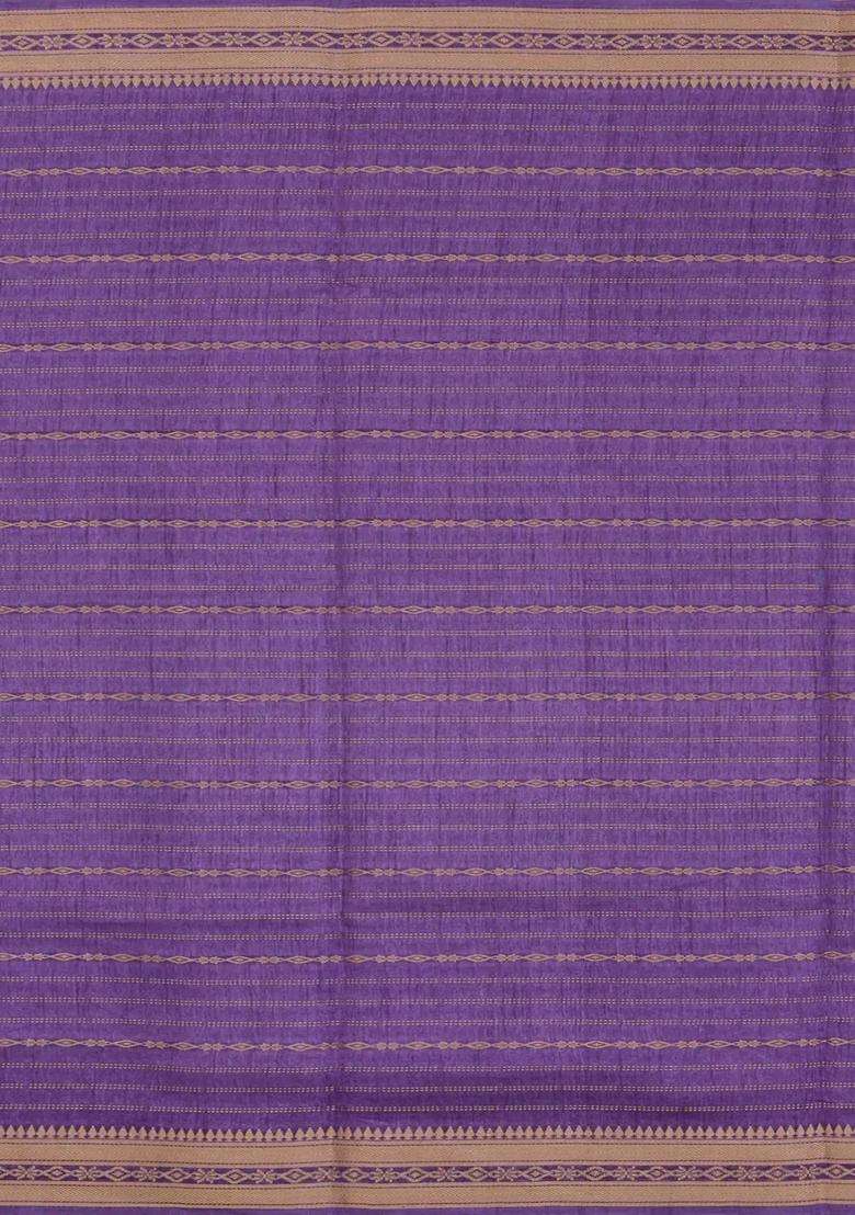 Lavander Lavender Printed Art Dola Silk Saree With Zari Stripes Border For Women - Indya
