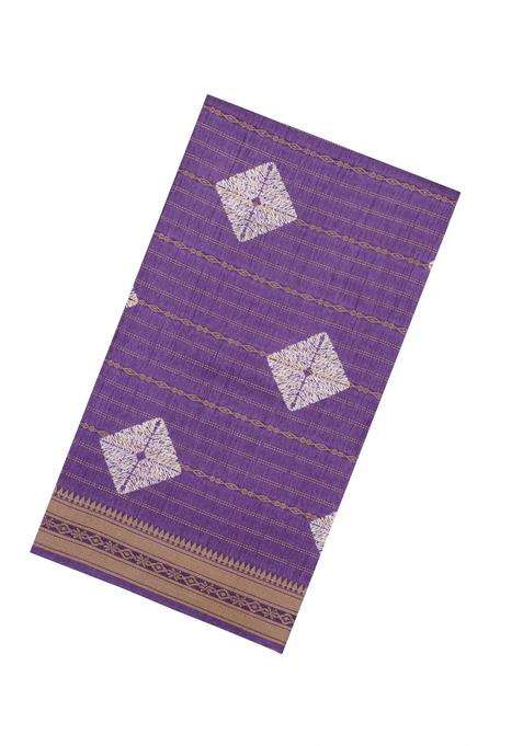 Lavander Lavender Printed Art Dola Silk Saree With Zari Stripes Border For Women