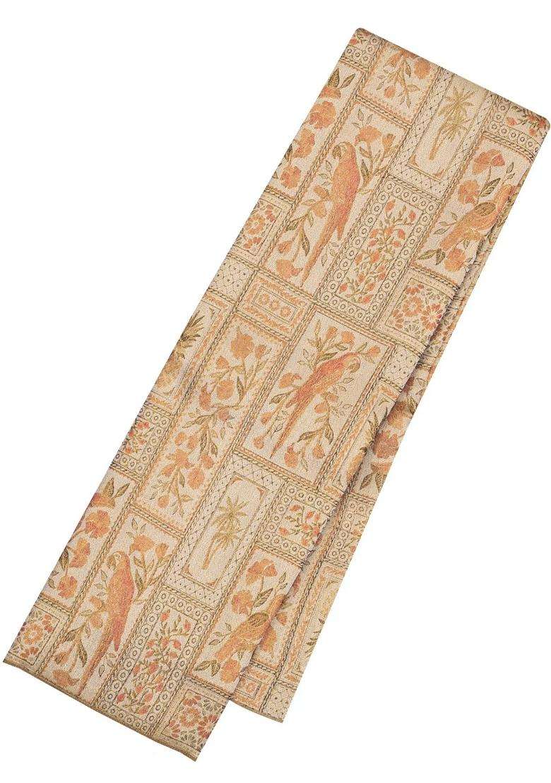 Taupe Handloom Kanchipuram Silk Saree With Meena Bird Motifs With Buttas And Brocade Design For Women - Indya