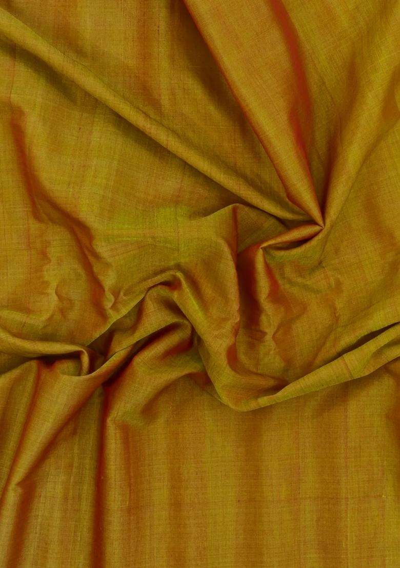 Mustard Handloom Gadwal Silk Cotton Saree With Contrast Border With Traditional Woven Design For Women - Indya