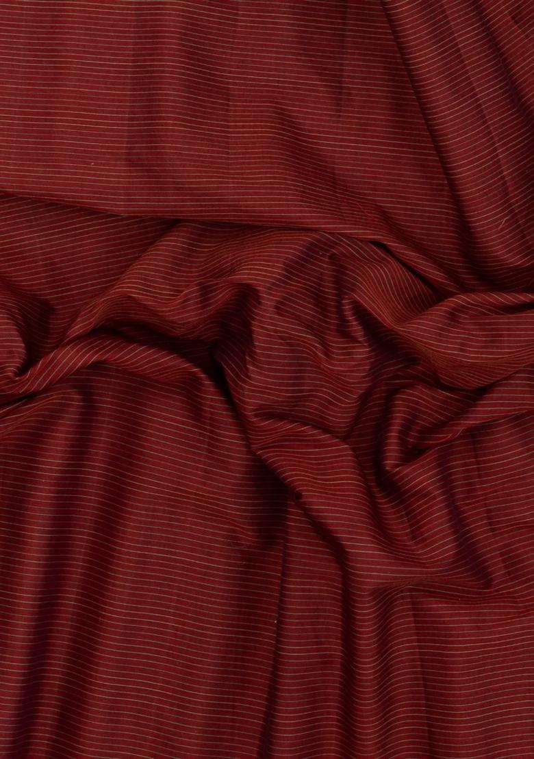 Crimson Handloom Gadwal Silk Cotton Saree With Stripes With Checks And Stripes Design For Women - Indya